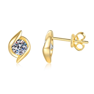 Elegant S925 sterling silver swirl stud earrings with 1 carat moissanite stones