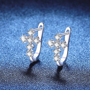 Boucles d'Oreilles Créoles en Argent Sterling 925 avec Croix en Moissanite Hip Hop en Forme de U Bijoux pour Homme et Femme Cadeau