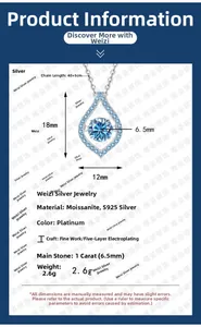 Spécifications de taille détaillées du collier en argent S925 avec pendentif moissanite