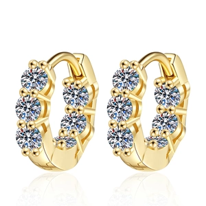 Elegant gold S925 sterling silver hoop earrings with 1.2ct Moissanite diamonds
