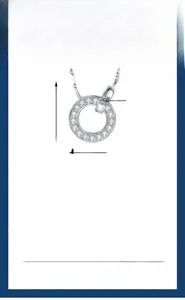 Detail of s925 silver interlocking rings necklace with moissanite stones and dimensions