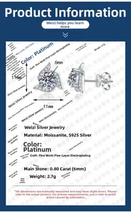 Detailed close-up of S925 sterling silver windmill earring with 6mm moissanite center