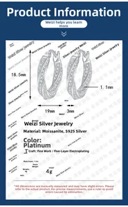 Détails des boucles d'oreilles Mobius en argent S925 moissanite 18,5mm sur 19mm