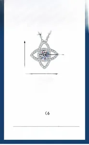 Detail of 925 sterling silver lotus pendant with 1ct moissanite and size specs