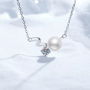 S925 Sterling Silver Freshwater Pearl Moissanite Star Wave Pendant Necklace For Women Elegant Fashion Jewelry GRA Certificate