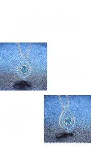 Vue macro détaillée du collier en argent S925 avec un pendentif en moissanite goutte