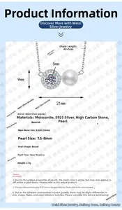 Detailed technical specifications for s925 silver moissanite and freshwater pearl necklace