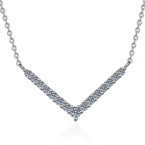Élégant collier en V en argent sterling S925 avec moissanite de couleur D pour femme