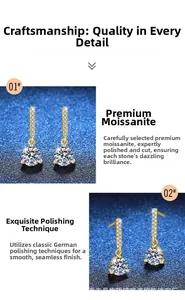 Detailed view of 2ct moissanite earrings with German classic polishing and round cut stone