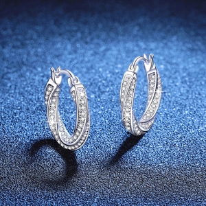 Boucles d'oreilles créoles Mobius en argent S925 avec diamants moissanite 1,3 carat