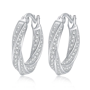 Créoles Mobius en argent sterling S925 avec moissanite et pavage de diamants brillants