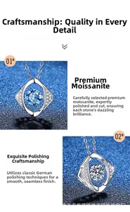 Detail of Moissanite heart pendant with high-shine German polishing and silver finish