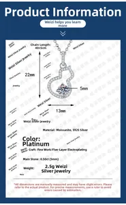 Detailspezifikationen für S925 Silber Halskette mit 0,5ct Moissanit-Anhänger