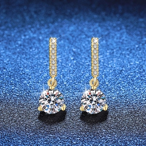 Luxury 925 Sterling Silver Moissanite Dangle Earrings For Women Gold Plated Triple Claw Tassel High End Fashion Jewelry Gift