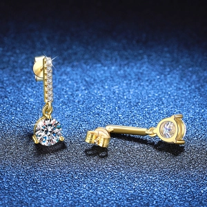 Elegant 2ct moissanite tassel earrings in gold plated S925 sterling silver settings