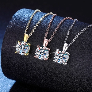 S925 Sterlingsilber Moissanit Anhänger Halskette Für Damen Rundschliff Lab Diamant Schlüsselbein Kette Solitär Hochzeit Schmuck Geschenk