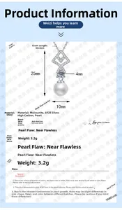 Specifiche dettagliate della collana in argento 925 con perla da 8mm e moissanite
