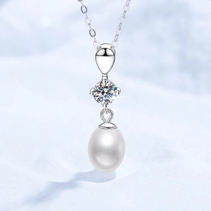 Luxurious S925 Sterling Silver Moissanite Necklace With Genuine Freshwater Pearl Pendant Elegant Jewelry For Women Birthday Gift