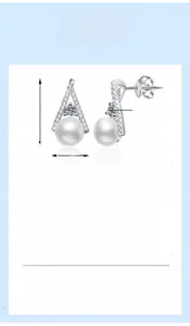 Detailed size specifications for 925 sterling silver moissanite pearl stud earrings