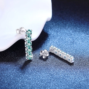Elegant S925 sterling silver drop earrings featuring 3ct cyan moissanite stones