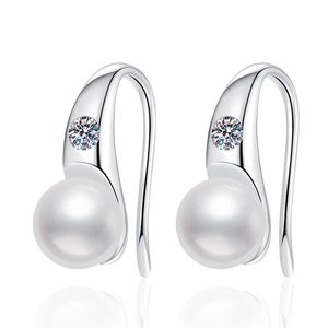 Elegant S925 sterling silver drop earrings with natural freshwater pearls and tiny zircons