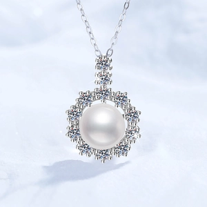S925 Sterling Silver Moissanite Freshwater Pearl Sunflower Pendant Necklace For Women Elegant Commute Fashion Jewelry Gift