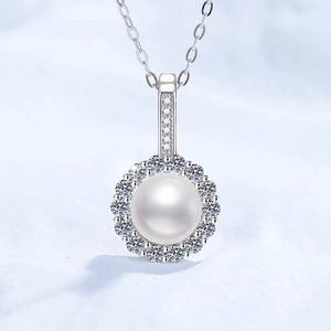 Collier Pendentif Tournesol en Argent Sterling S925 Perle d'Eau Douce Moissanite pour Femme Bijoux Élégants