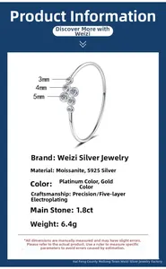 Dettagli del bracciale in argento s925 moissanite 1,8ct con pietre da 3mm a 5mm