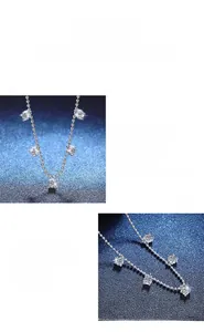 Macro shot of 1 carat Moissanite pendant with S925 sterling silver chain details