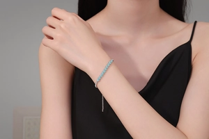 Verstellbares S925 Sterlingsilber Tennisarmband mit Moissanit Steinen in Gradienten-Seegrün