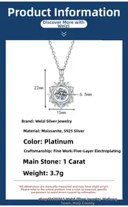 Spécifications du collier flocon de neige en argent S925 avec moissanite de 1 carat