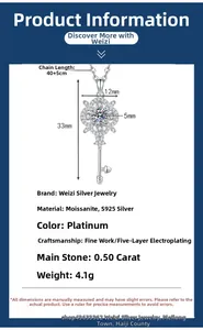 Detail of S925 sterling silver key necklace with a 0.5ct moissanite pendant