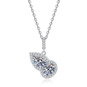 Elegant S925 sterling silver hulu pendant necklace with 2ct Moissanite on white background