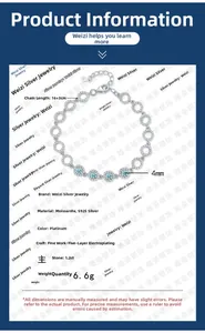 Détails du bracelet en argent S925 avec moissanite 1,2ct et chaîne réglable de 16+3cm
