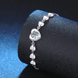 925 Sterlingsilber Moissanit Herz Armband D Farbe 1 Karat Engel Liebe Herz Link Verstellbare Moissanit Schmuck Für Damen Geschenk