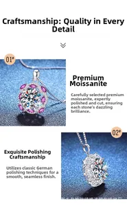 Macro detail of 10-carat moissanite pendant with pink accent stones and German polishing