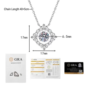 Macro detail of S925 silver necklace with GRA certified 1ct moissanite heart pendant
