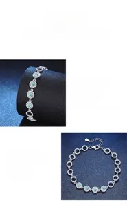 Détails du bracelet en argent sterling S925 et moissanite avec fermoir mousqueton et chaîne