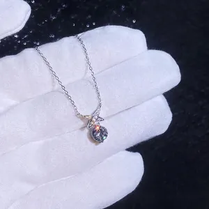 Collier nœud papillon étoile en argent S925 avec pendentif moissanite étincelant bijoux