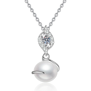 Collier élégant en argent sterling 925 avec pendentif feuille en moissanite et perle
