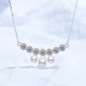 S925 Sterling Silver Smile Necklace With Moissanite And Freshwater Pearl Pendant Elegant Clavicle Chain Jewelry For Women