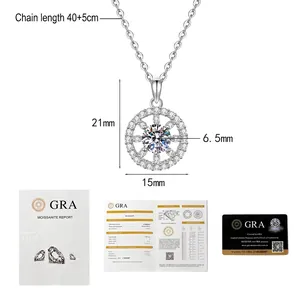 Pendentif Moissanite soleil 21x15mm avec certificat GRA et longueur de chaîne 40+5cm