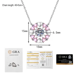 Moissanit-Herz-Halskette aus S925-Silber mit 1ct Anhänger und offiziellem GRA-Zertifikat