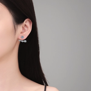 Elegant S925 sterling silver moissanite stud earrings with a dual-wear luxury design