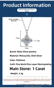 Detail specifications of S925 silver 1 carat moissanite star pendant necklace parameters