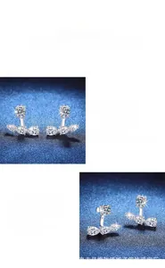 Macro detail of S925 silver moissanite stud earrings featuring German polishing craft