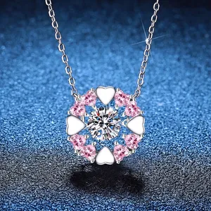 S925 Sterlingsilber Moissanit Tanzendes Herz Anhänger Halskette Für Damen Romantische Herz Halskette Valentinstag Schmuck Geschenk