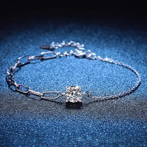 925 Sterlingsilber Moissanit Armband Für Damen Chic D Farbe 1 Karat Moissanit Eingelegte Kette Verstellbares Armband Schmuck