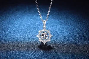Detailed view of 1 carat moissanite dreamcatcher necklace in 925 sterling silver star design