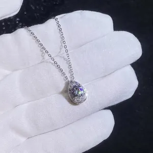 Collier en argent 925 avec pendentif en moissanite de 1ct en forme de goutte d'eau